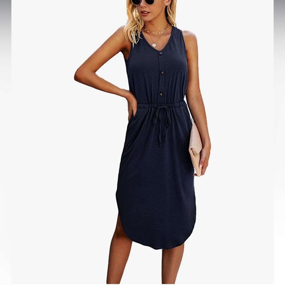 Drawstring Waist MIDI Dress